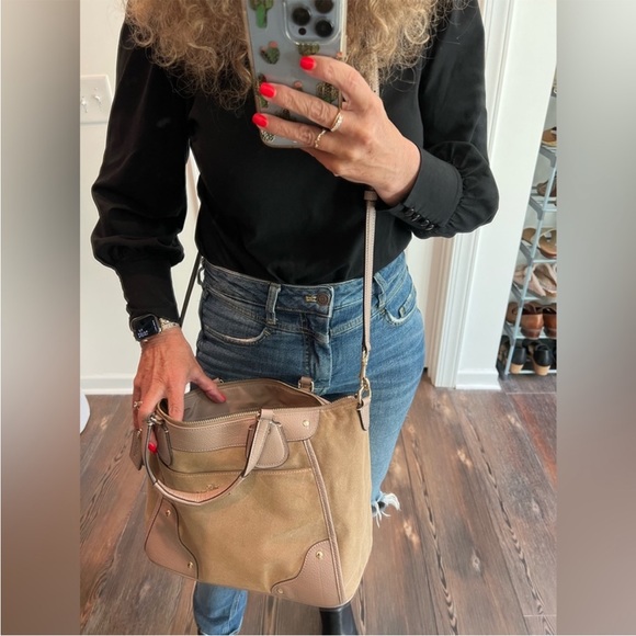 COACH Taupe Suede Leather Shoulder Mickie - Picture 7 of 16